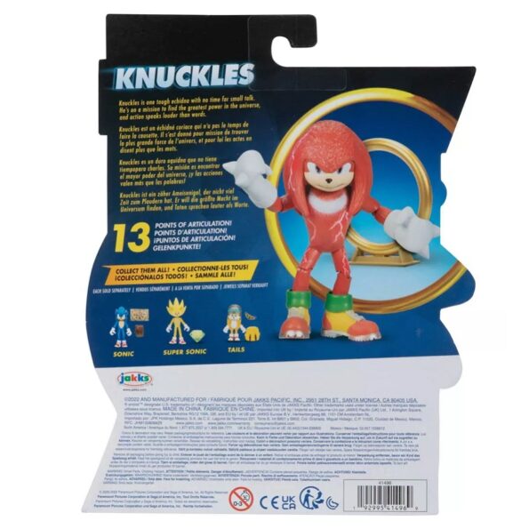 Sonic 2 – Knuckles con Soporte de Anillo 4″ (10 cm)