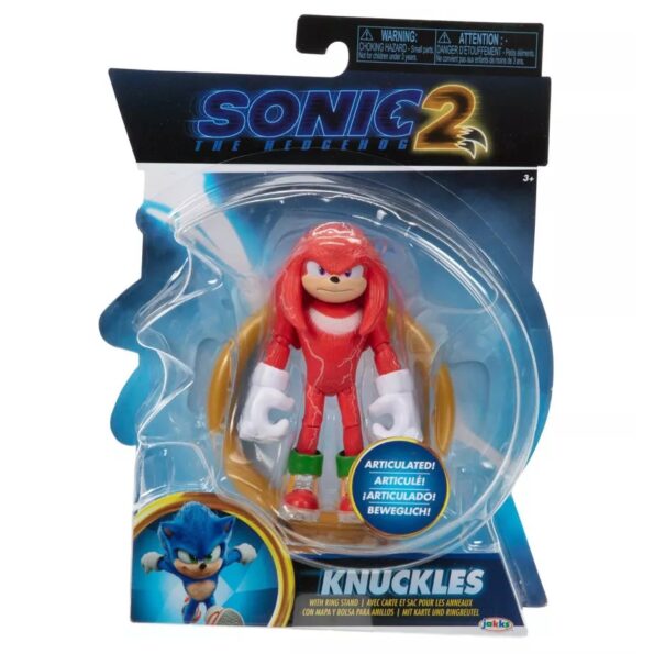 Sonic 2 – Knuckles con Soporte de Anillo 4″ (10 cm)