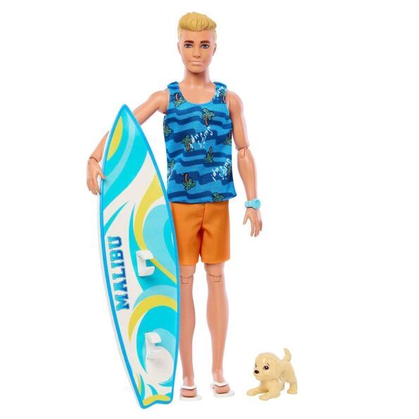 Ken con Tabla de Surf y Perrito