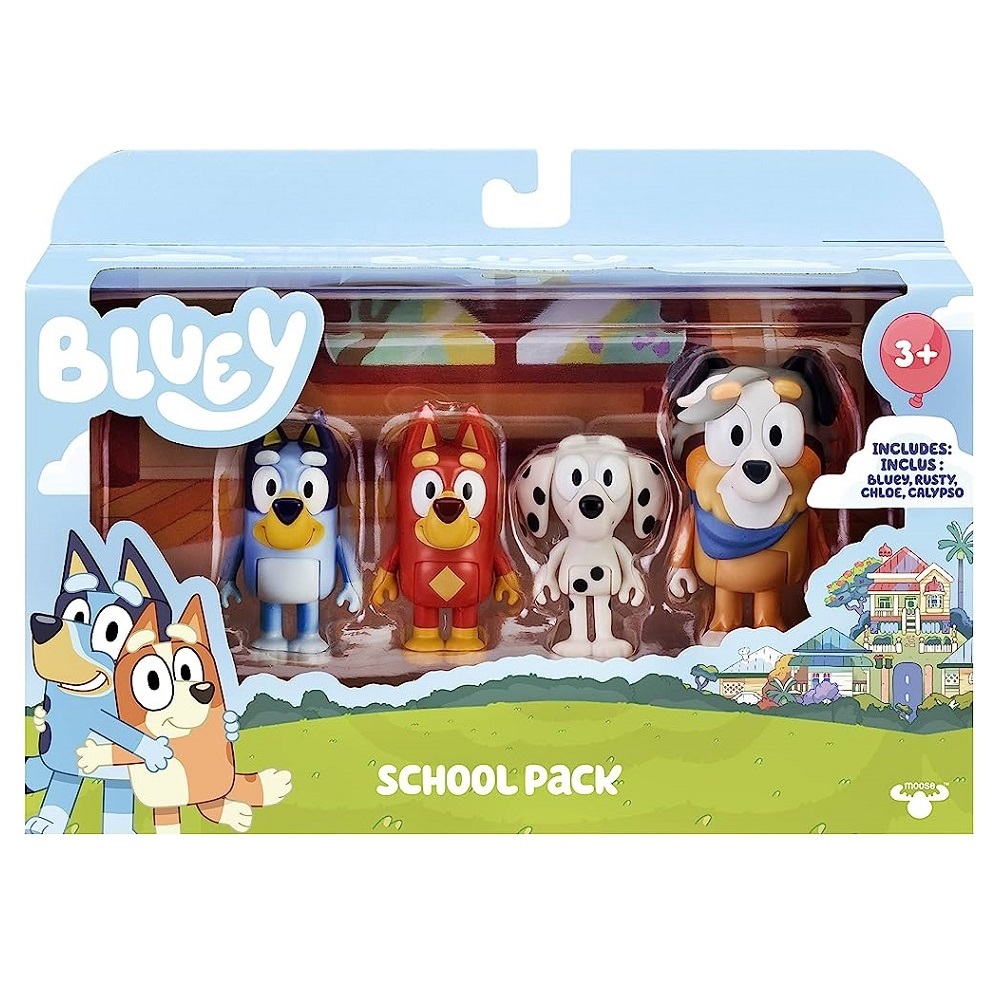 Bluey - School Pack x4 Figuras - Pequeñas Travesuras