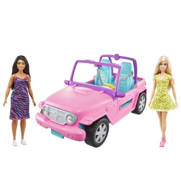 Barbie en Jeep Rosado con Amiga