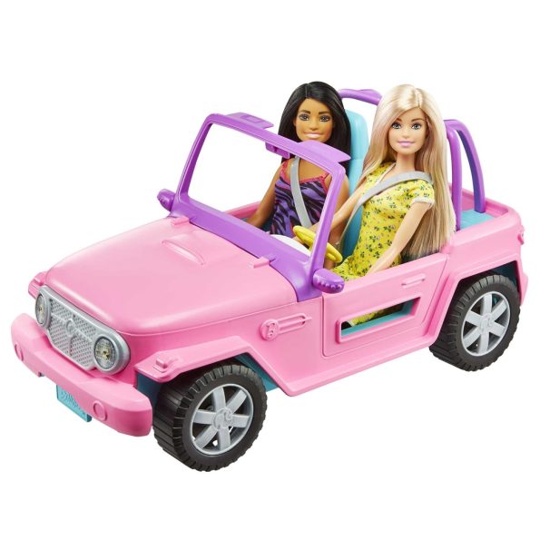 Barbie en Jeep Rosado con Amiga