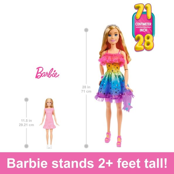 Barbie Rubia Arcoiris Gigante 71 cm