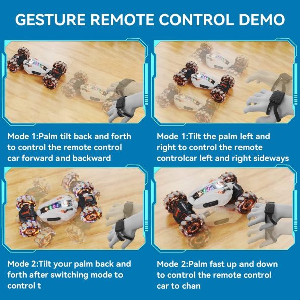 Carro Acrobatico RC con Sensor Pulsera, Luces y Humo