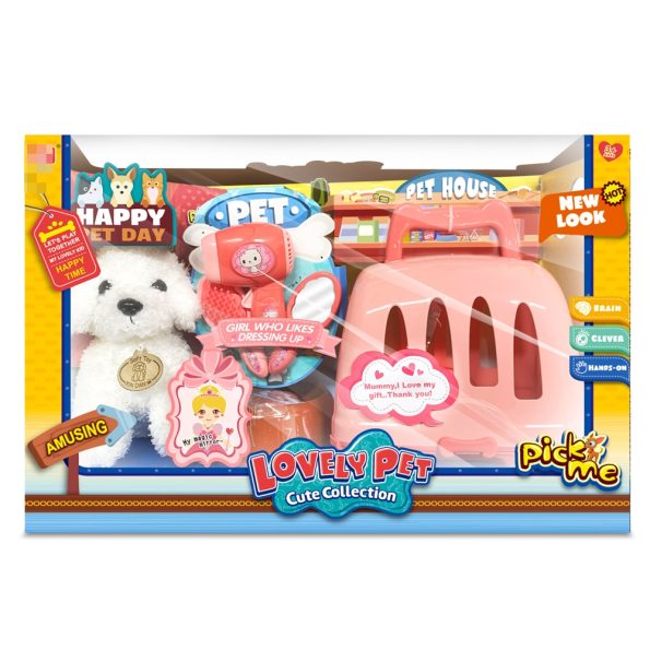 Set Peluquería para Mascota + Kennel Rosado