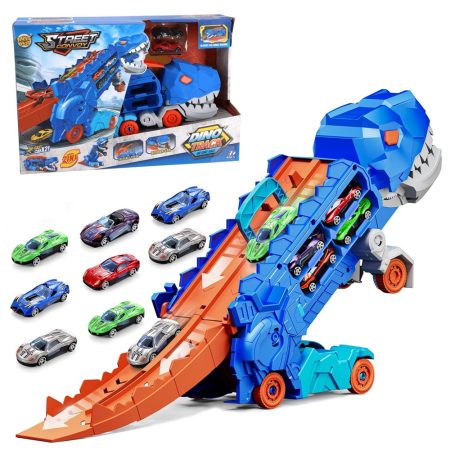 Transportador Dino T-Rex Azul Come Autos 2 en 1