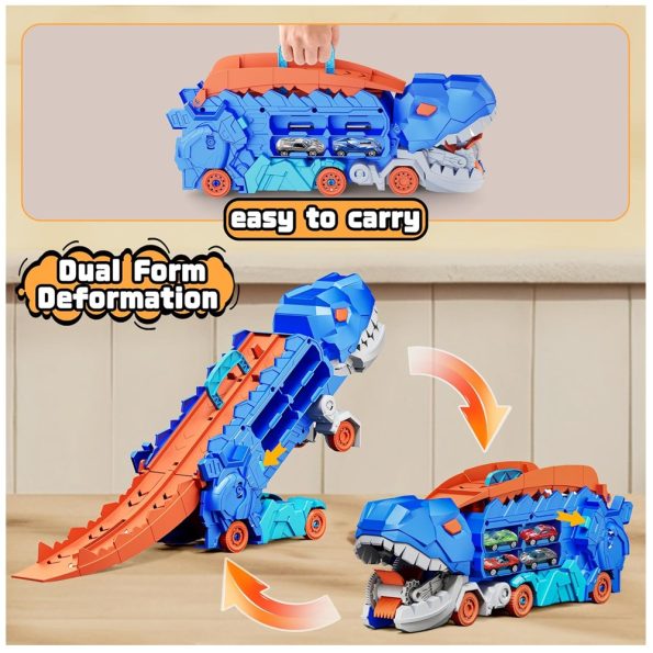 Transportador Dino T-Rex Azul Come Autos 2 en 1
