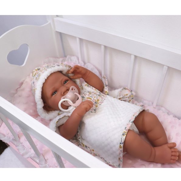 Cuna de Madera Rosada para Bebé Reborn