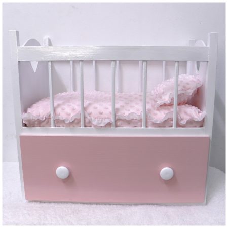 Cuna de Madera Rosada para Bebé Reborn