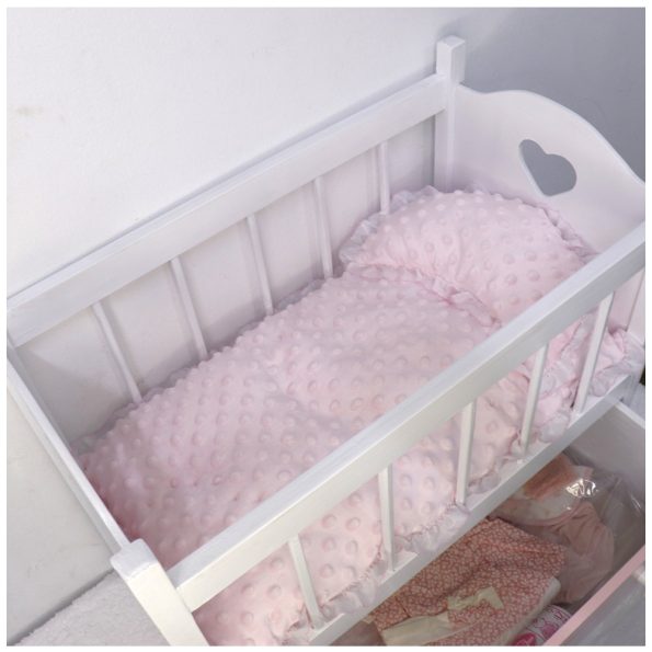Cuna de Madera Rosada para Bebé Reborn