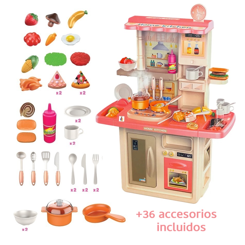 Cocina Rosada con Sonidos +36 Accesorios (84cm) Cocina Rosada con Sonidos +36 Accesorios (84cm)