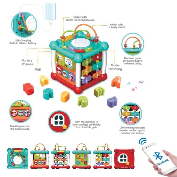 Cubo Musical Interactivo 6-en-1 con Bluetooth