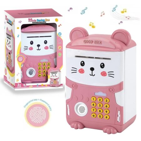 Alcancía Electrónica Rosada con Huella Digital Alcancía Electrónica Rosada con Huella Digital