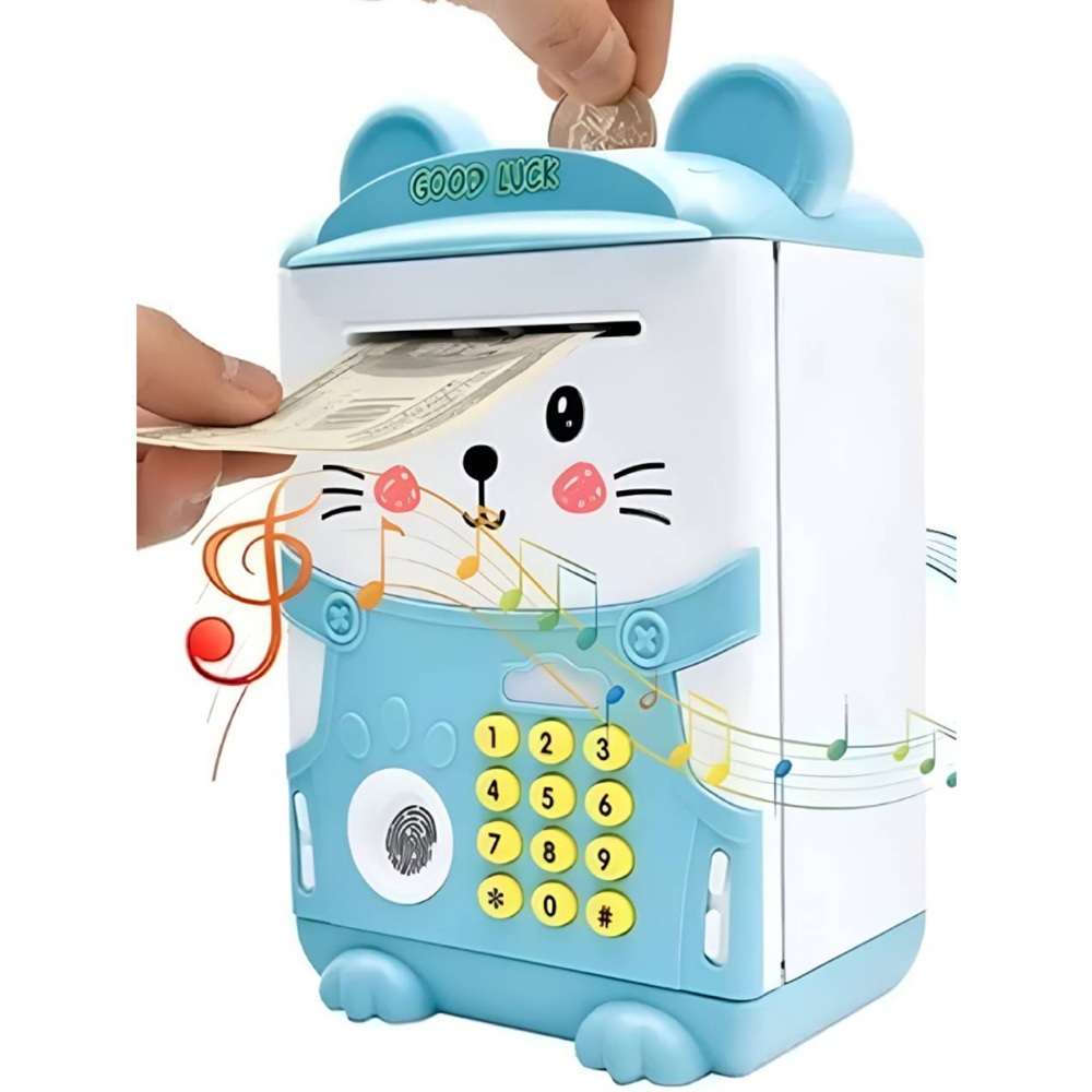 Alcancía Electrónica Celeste con Huella Digital Alcancía Electrónica Celeste con Huella Digital