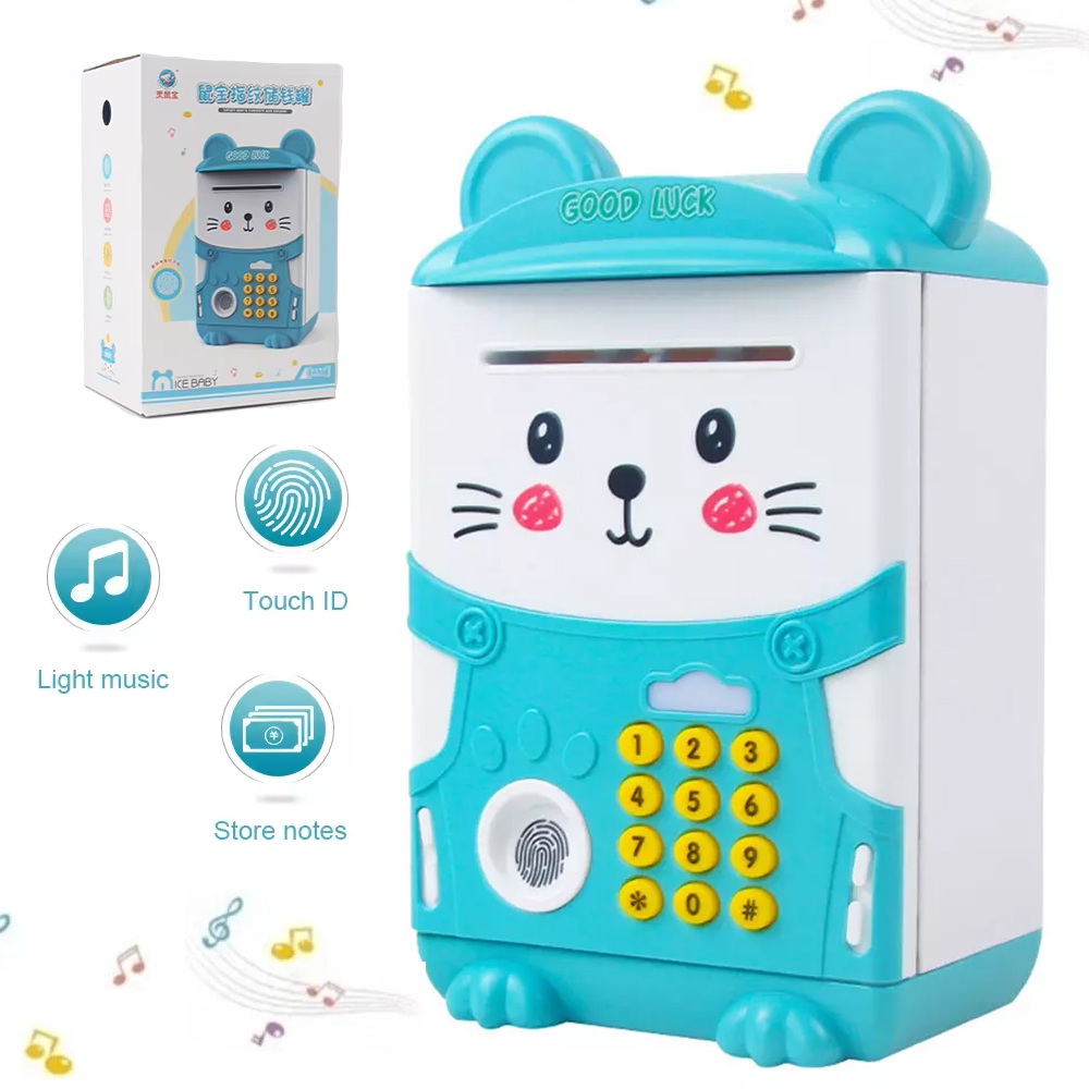 Alcancía Electrónica Celeste con Huella Digital Alcancía Electrónica Celeste con Huella Digital