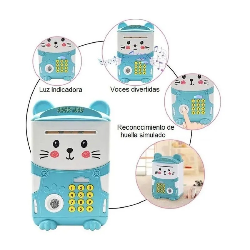 Alcancía Electrónica Celeste con Huella Digital Alcancía Electrónica Celeste con Huella Digital