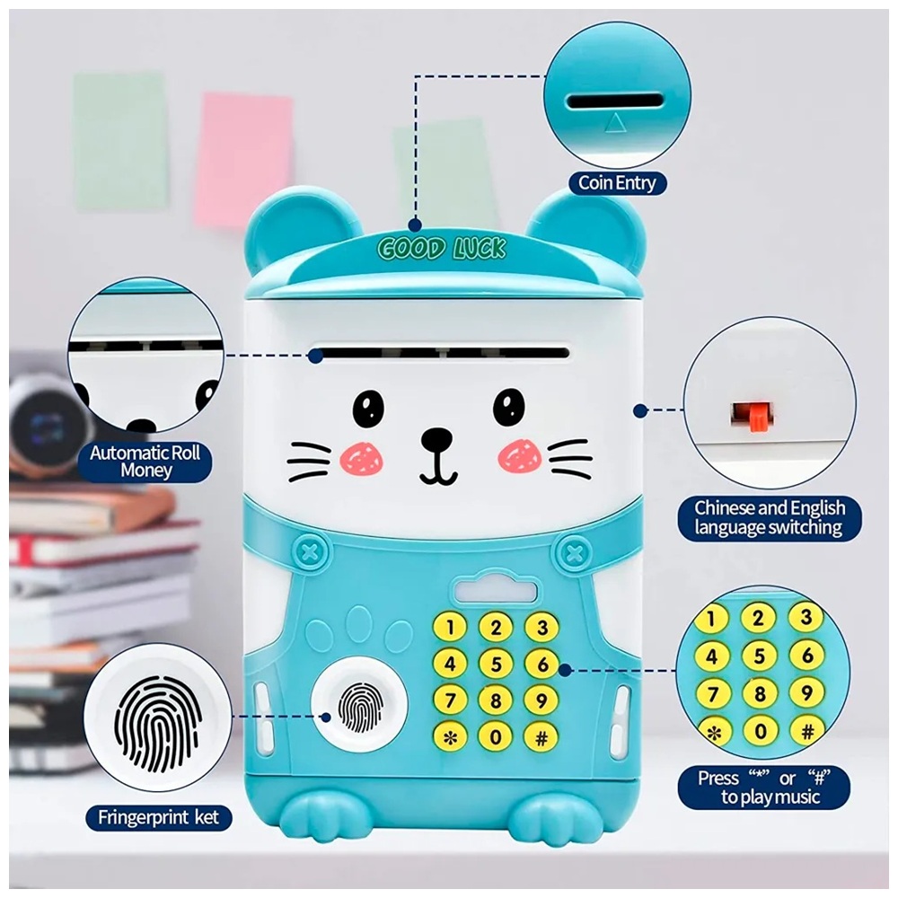 Alcancía Electrónica Celeste con Huella Digital Alcancía Electrónica Celeste con Huella Digital
