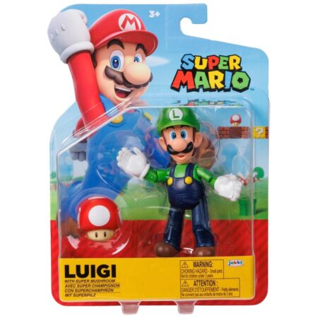 Super Mario – Luigi con Champiñón (10 cm)
