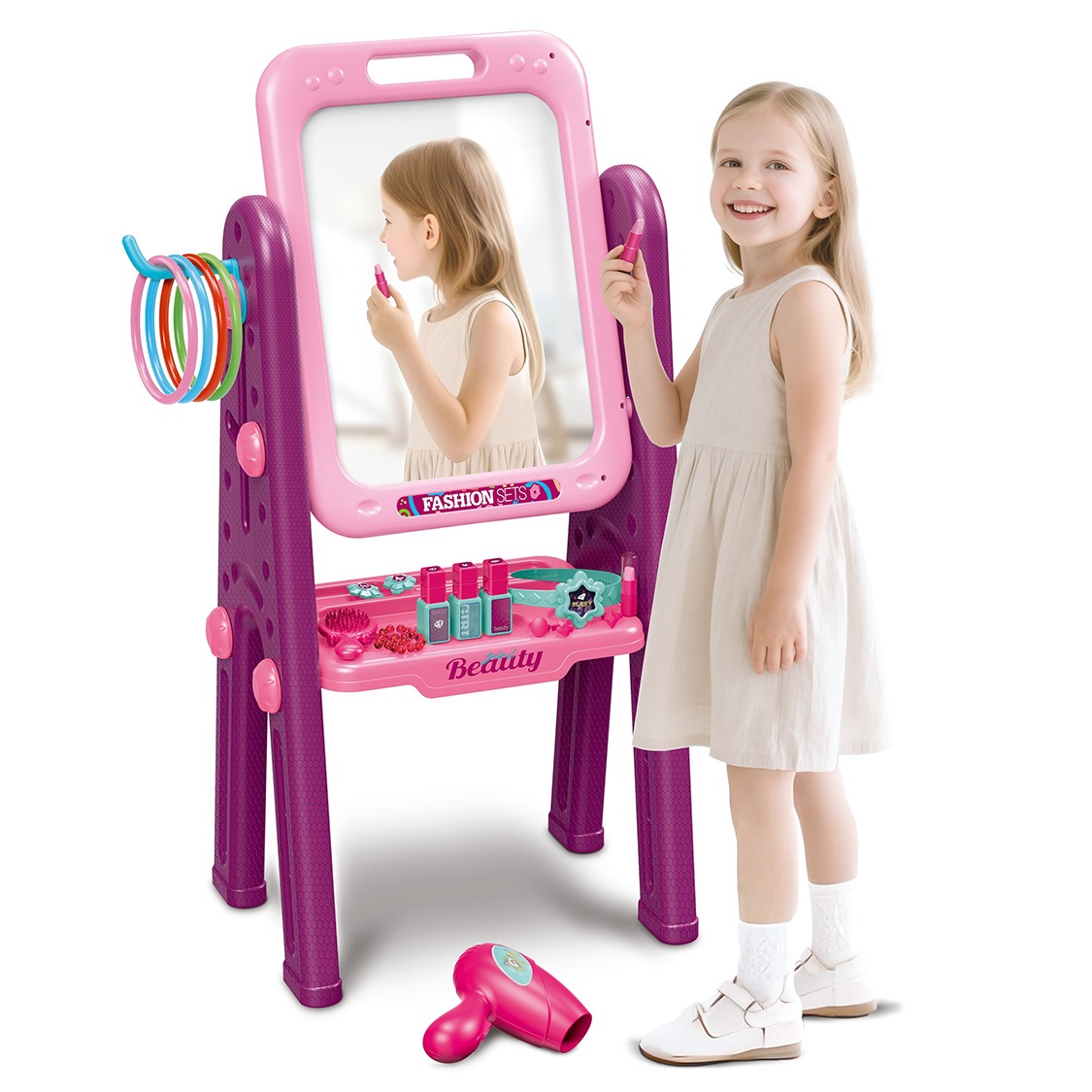Tocador para Niñas 2 en 1 con Pizarra y Accesorios Tocador para Niñas 2 en 1 con Pizarra y Accesorios