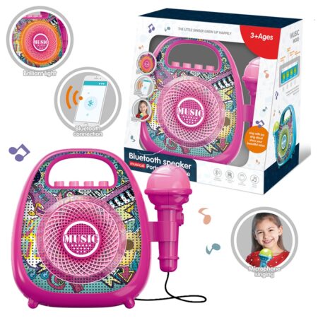 Parlante Karaoke Rosado con Bluetooth