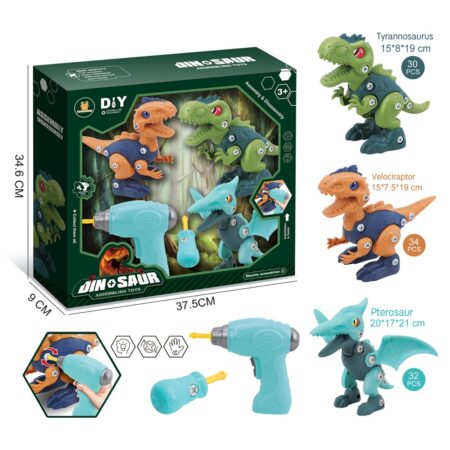 Set de 3 Dinosaurios para Armar con Destornillador