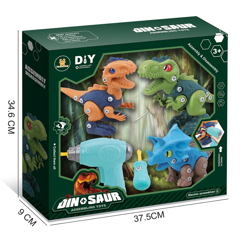 Set de 3 Dinosaurios para Armar con Destornillador Set de 3 Dinosaurios para Armar con Destornillador