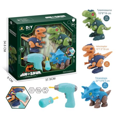 Set de 3 Dinosaurios para Armar con Destornillador